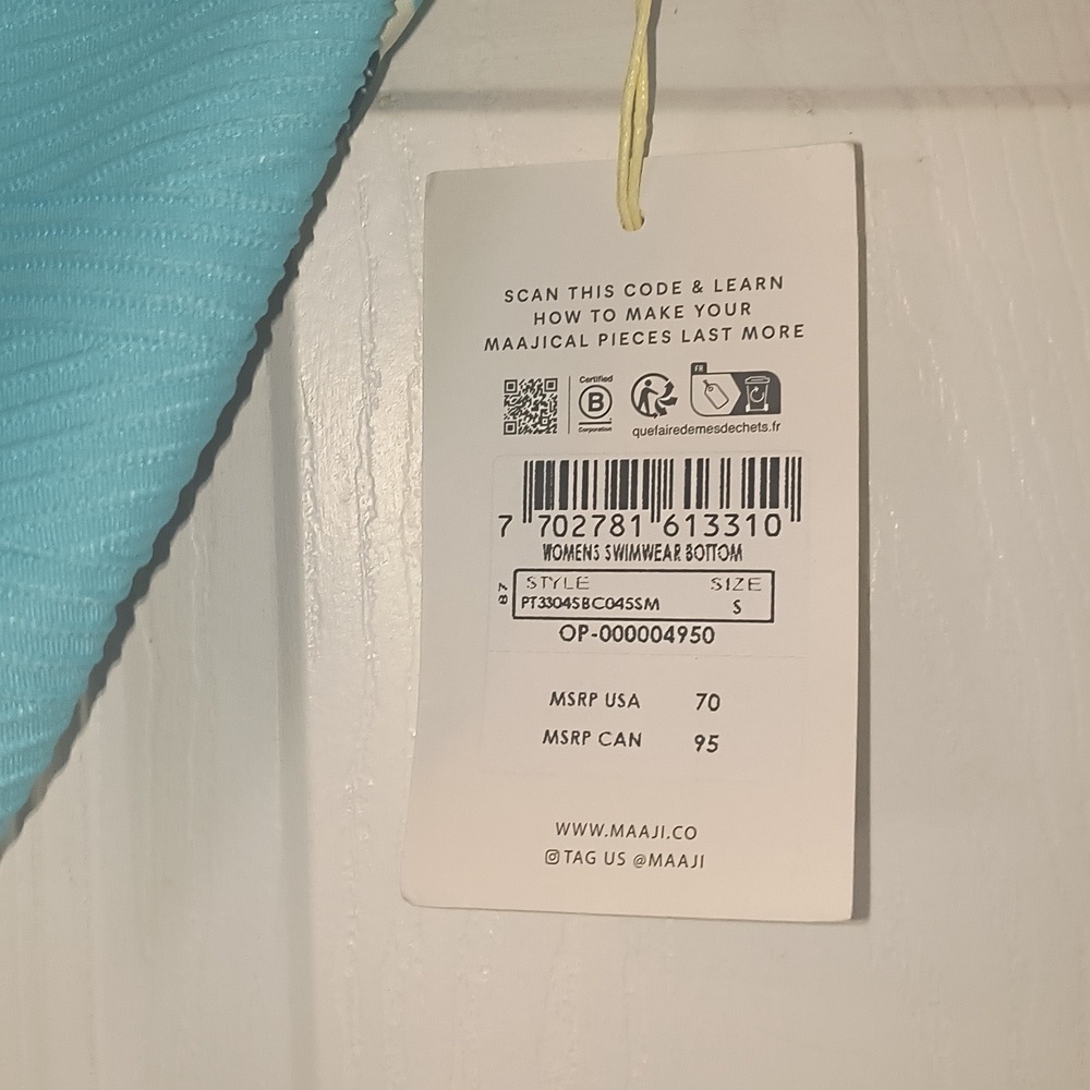 Maaji Sea Blue Splendour Reversible Bikini Bottom Size S NWT - Picture 7 of 7